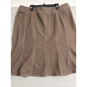 Y2K Skirt 22W A Line Minimalist Western Capsule Studs Brown Contrast Stitching